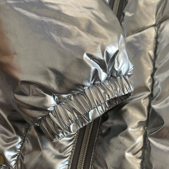 Central Park West Kid Girls Silver Puffer Jacket - Picture 5 of 8
